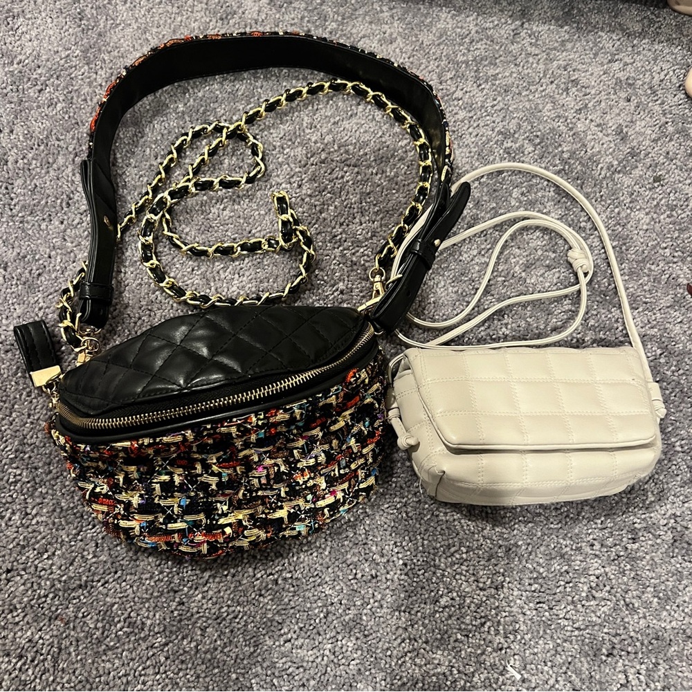 H&M Black and Cream Crossbody Bags with Edgy and Minimalist Designs